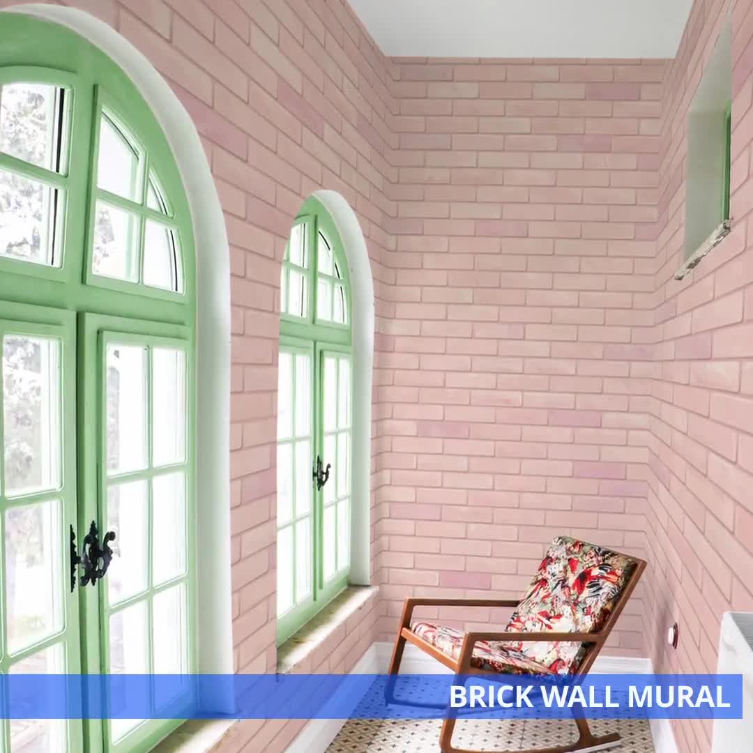 Pink Brick Wall Mural – Removable Peel and Stick Wallpaper - Etsy 日本